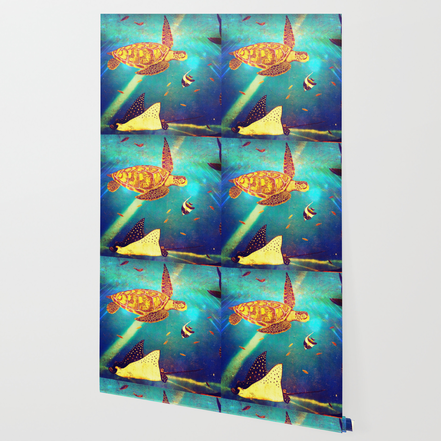 Beautiful Sea Turtles Under The Ocean Painting Wallpaper By