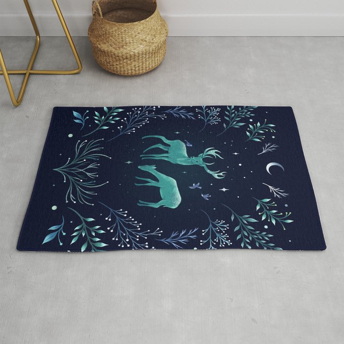 Deers in the Moonlight - Frosted Mint Rug