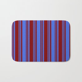 [ Thumbnail: Maroon and Royal Blue Colored Stripes/Lines Pattern Bath Mat ]