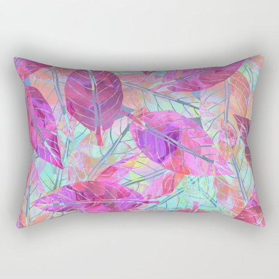 Pink Leaves Rectangular Pillow