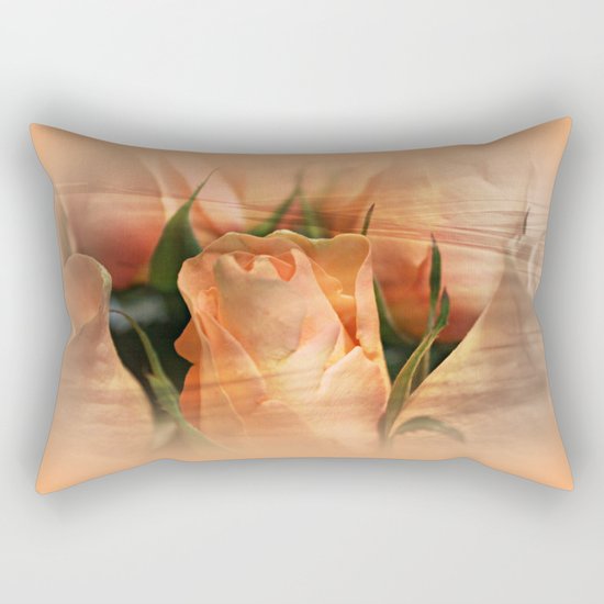 Hazy Apricot Beauty Rose Abstract Rectangular Pillow
