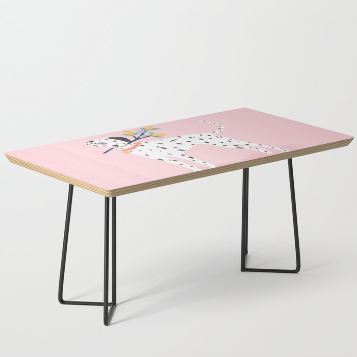 Dalmatian with Lemon Tree in Pink Coffee Table