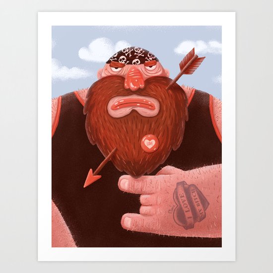Biker in love Art Print