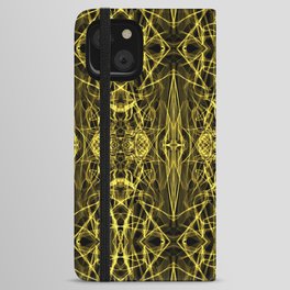 Liquid Light Series 43 ~ Yellow Abstract Fractal Pattern iPhone Wallet Case