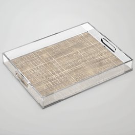 Beige Taupe Brown Jute Burlap Textile Pattern Acrylic Tray