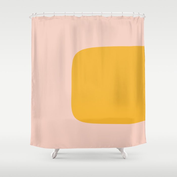 Warm Simplicity - Blush Pink and Mustard Minimalism Shower Curtain
