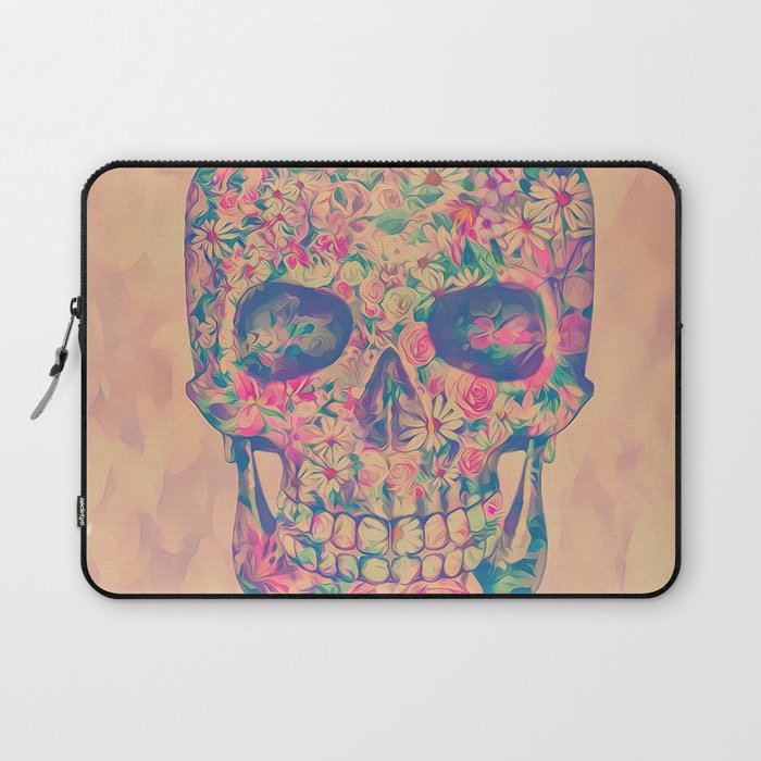Skull Flowers pink, dreams, pastel, love, cute,  Laptop Sleeve
