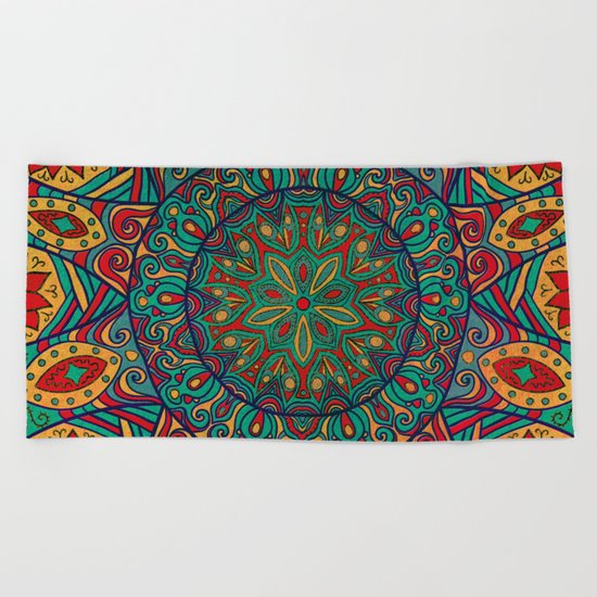Tribal Mandala Beach Towel