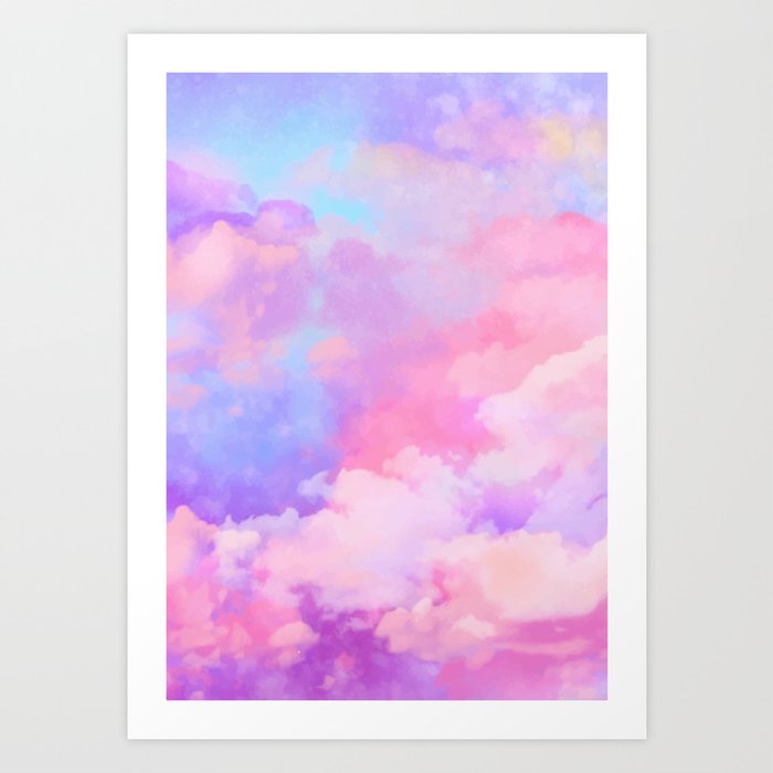 DREAMER Aesthetic Pink Clouds Art Print