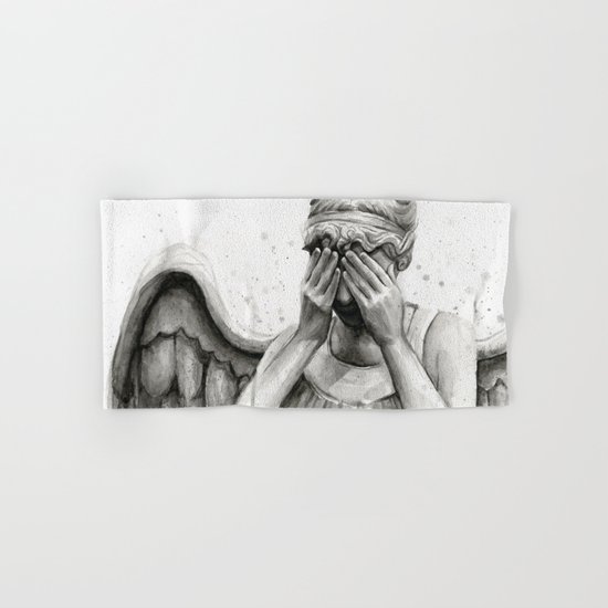 Weeping Angel Watercolor Painting Hand & Bath Towel