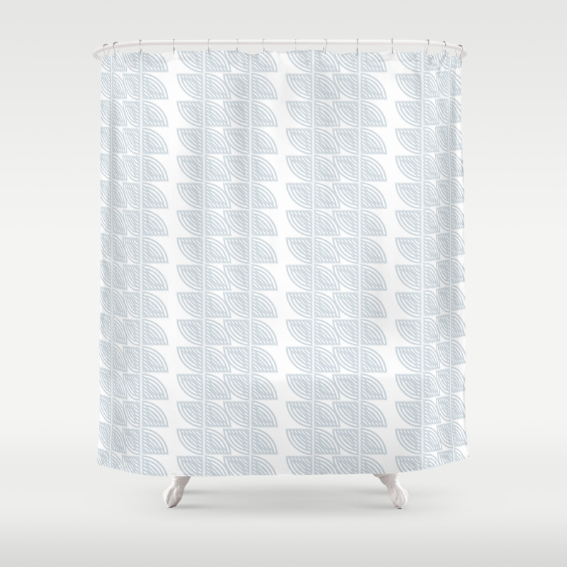 Abstract Vines Pattern In White And A Pale Icy Gray Shower Curtain