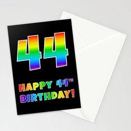 [ Thumbnail: HAPPY 44TH BIRTHDAY - Multicolored Rainbow Spectrum Gradient Stationery Cards ]