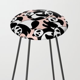 Black and White Panda Playground pattern on Pink Counter Stool