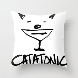 Catatonic - Funny Cat Meme Throw Pillow