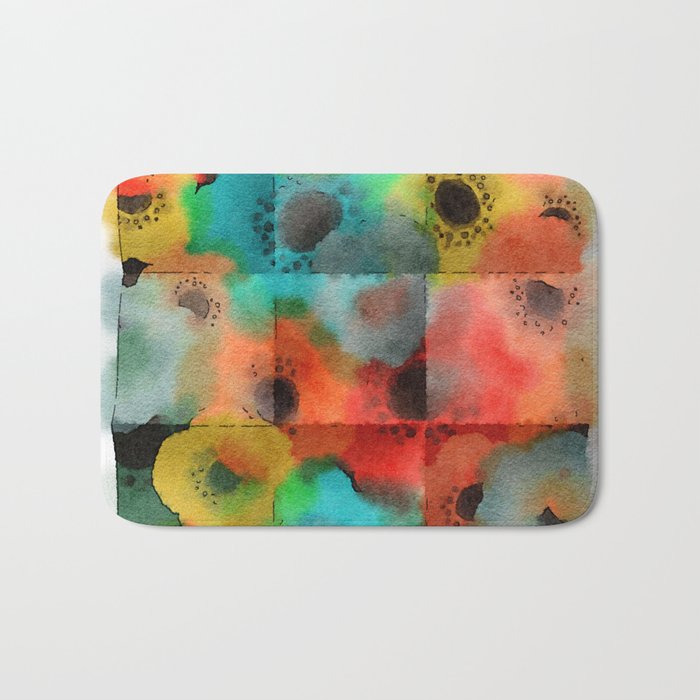 Floral Fold - turquoise red orange yellow green Bath Mat