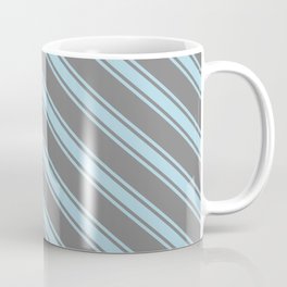 [ Thumbnail: Grey & Light Blue Colored Stripes Pattern Coffee Mug ]