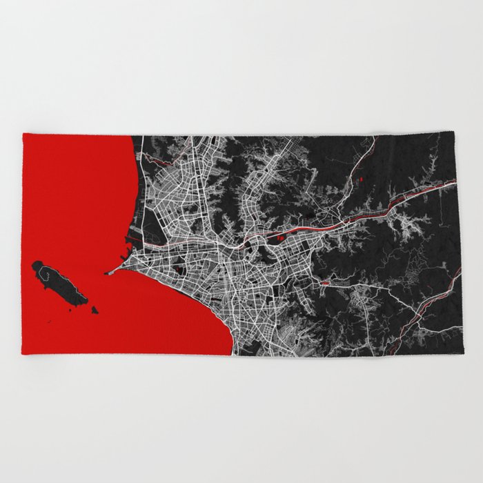 Lima City Map of Peru - Oriental Beach Towel