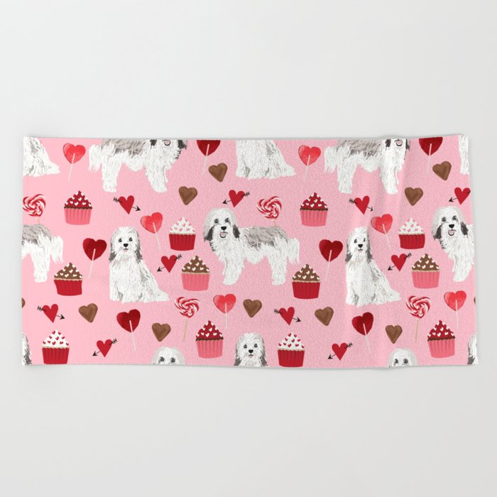 Havanese valentines day cupcakes love hearts dog breed gifts for dog lover pure breed must haves Beach Towel