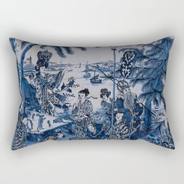 17th Century Delftware Chinoiserie Rectangular Pillow