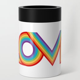 Love in Rainbow Stripes on White Can Cooler