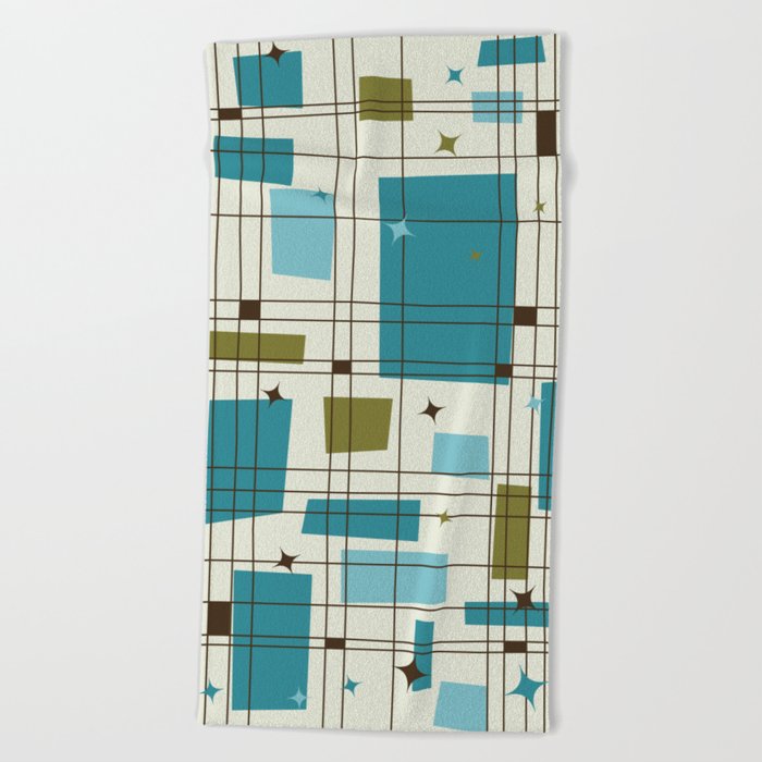 Mid-Century Modern (teal) Beach Towel