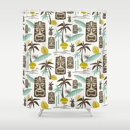 Island Tiki - White Shower Curtain