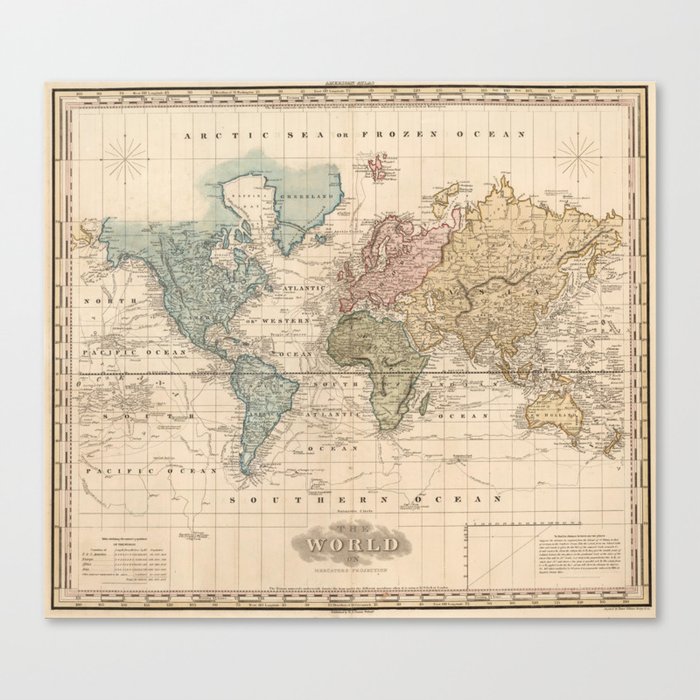 Vintage Map of The World (1823) V.2 Canvas Print