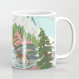 Paint by Number Mountain Medow Coffee Mug | Camping, Forrests, Hiking, Woodsy, Mountains, Acrylic, Nature, Vintage, Tress, River 