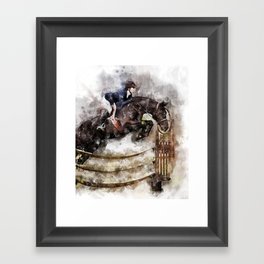 Horse and Rider Show Jumping - Horse Dressage - Horse Lover's Gift Framed Art Print