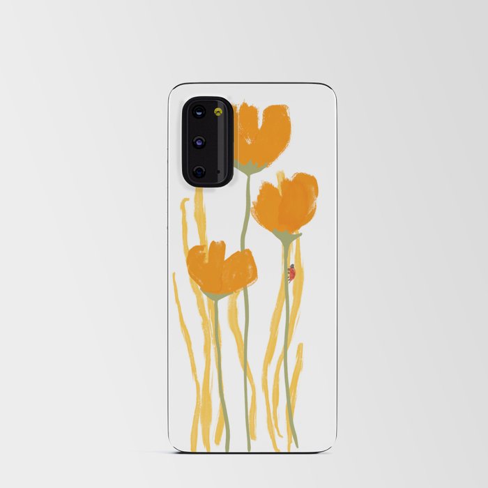 Whimsical Summer Flowers and Ladybug Android Card Case