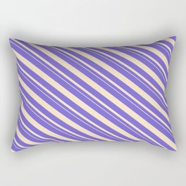 [ Thumbnail: Slate Blue and Bisque Colored Stripes Pattern Rectangular Pillow ]
