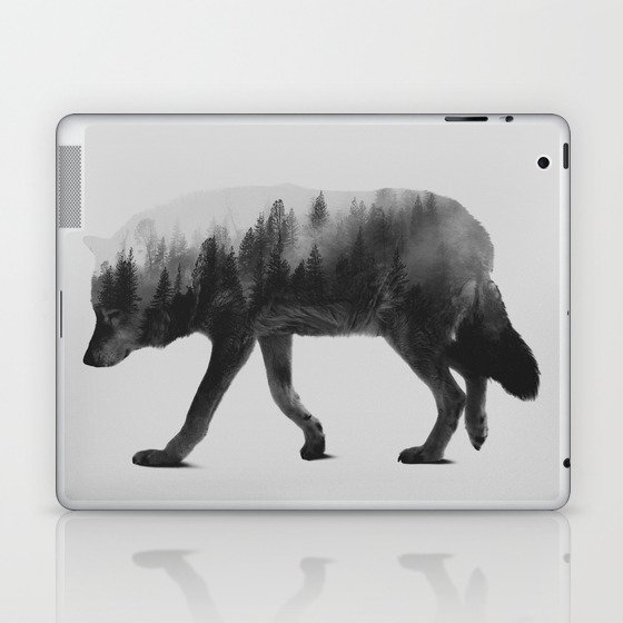 The Wolf (black & white version) Laptop & iPad Skin