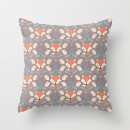 Foxes and rabbits Throw Pillow