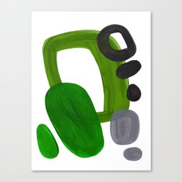 Mid Century Vintage 70's Design Abstract Minimalist Colorful Pop Art Olive Green Dark Green Grey Canvas Print
