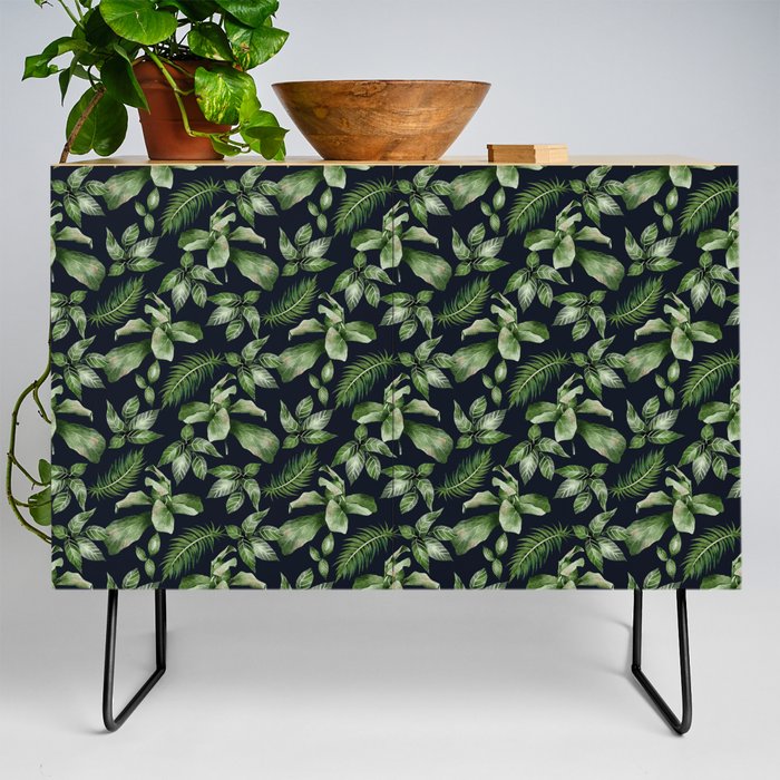 Tropical Rain Forest Leaves Pattern Credenza