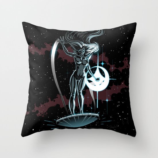 Lady Surfer Throw Pillow