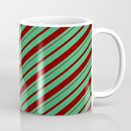 [ Thumbnail: Sea Green & Maroon Colored Lines Pattern Coffee Mug ]