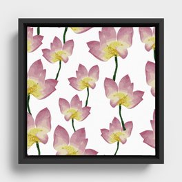 Seamless floral lotus pattern. Framed Canvas