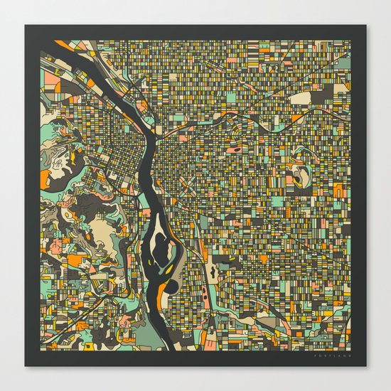PORTLAND MAP Canvas Print