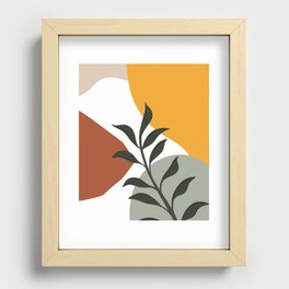Gold Green Terracotta Modern Botanical Leaves Contemporary Shape Collection 3 Recessed Framed Print