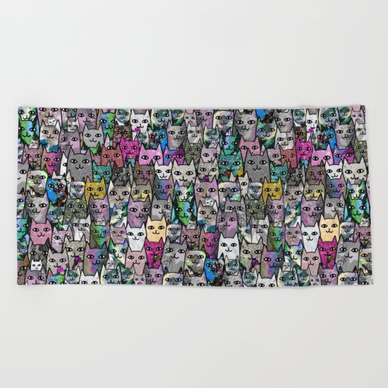 Gemstone Cats CYMK Beach Towel