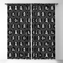 Bushido Seven Virtues Japanese Samurai Kanji Pattern Hex BLACK Blackout Curtain
