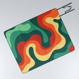 Fluid Swirl Waves Abstract Nature Art In Warm Natural African Color Palette Picnic Blanket