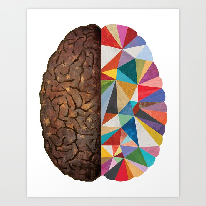 Digital brain surreal art. Mindfulness gifts. Art Print for Sale