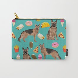 German Shepherd junk food pizza donuts ice cream burrito funny dog art pet portrait Carry-All Pouch