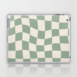 Sage Green Wavy Checkered Pattern Laptop Skin
