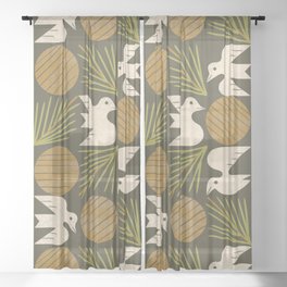 Pine Forest Doves Sheer Curtain
