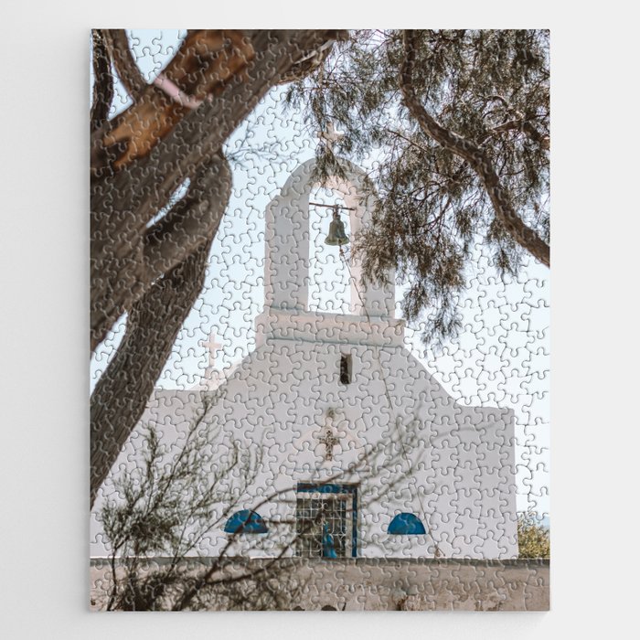 White Greek Church - Traditional Scene in Greece - Travel & Nature Photography on the Island of Naxos Jigsaw Puzzle