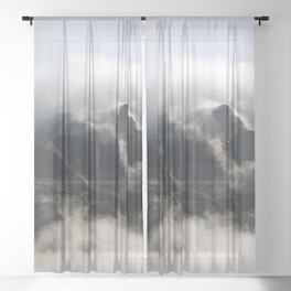 Foggy Mountain Blurry Art Photography  Sheer Curtain
