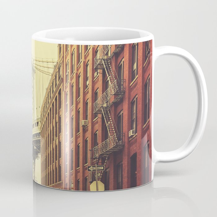 Retro stylized Manhattan Bridge seen from Dumbo, New York.  Coffee Mug